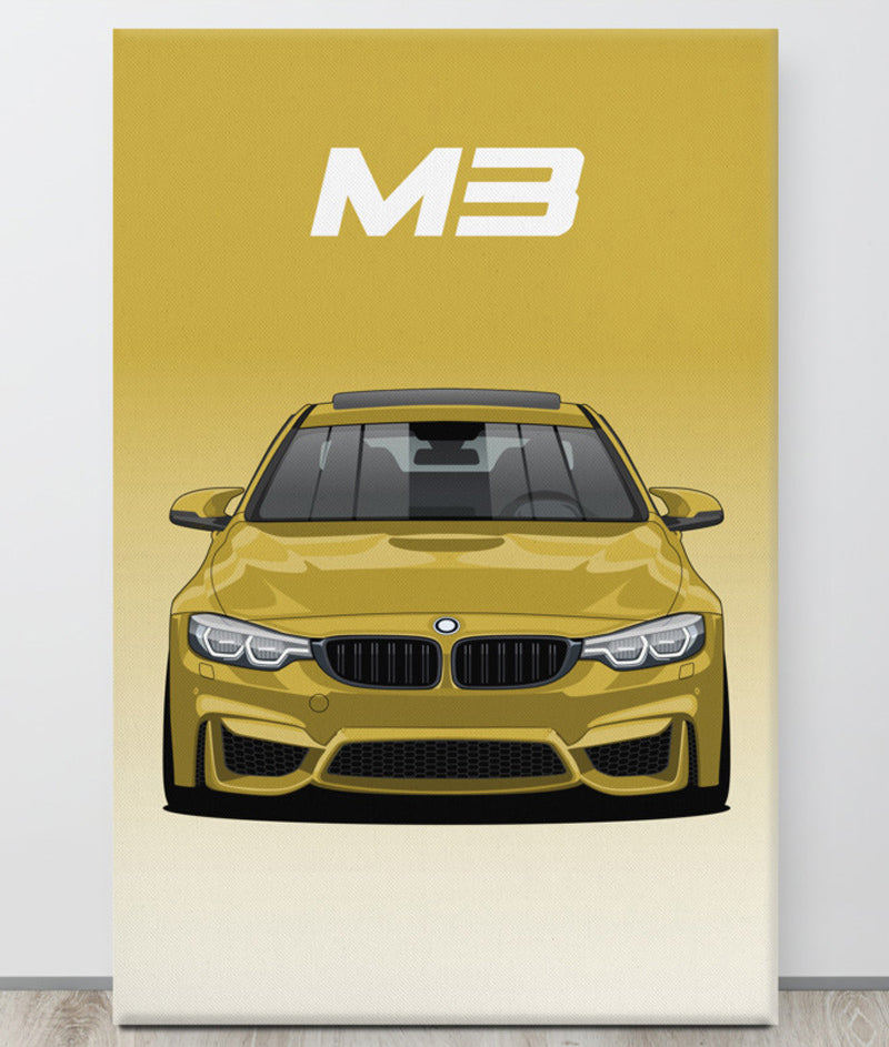 BMW M3/F80 Austin Yellow Sunroof Canva Wall Art