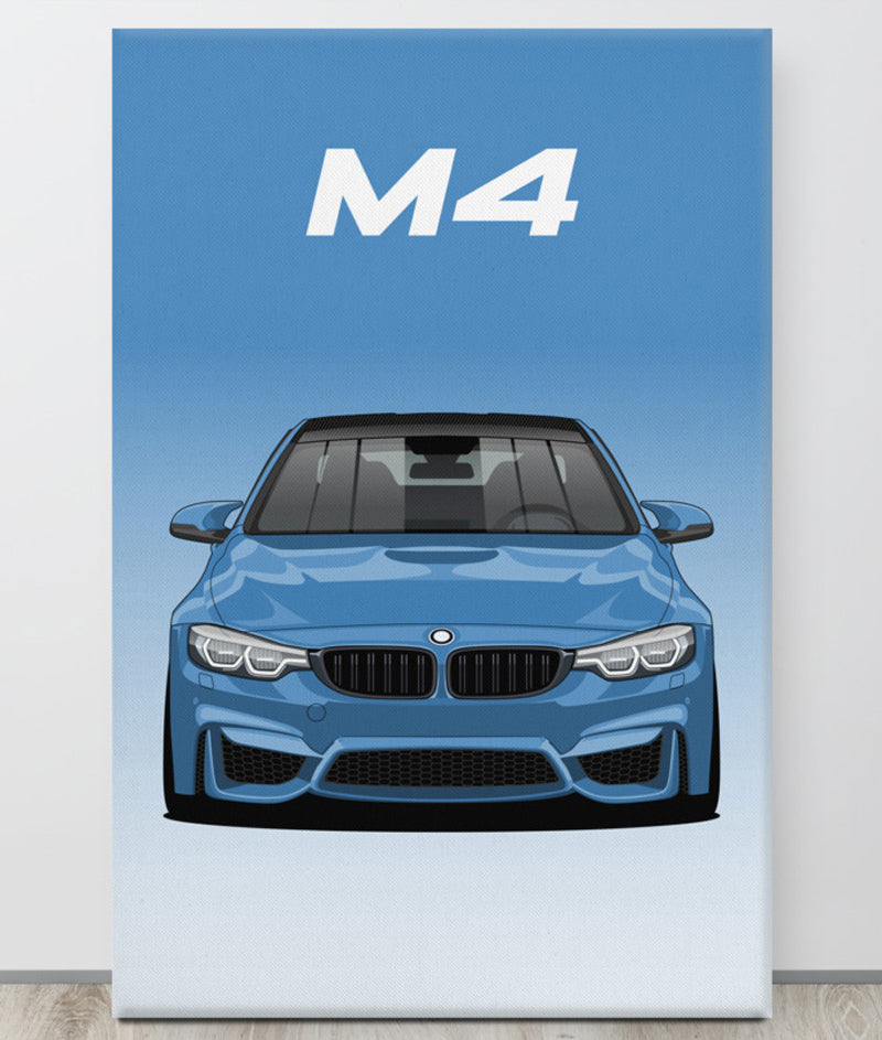 BMW M4/F82 Marina Blue Carbon Roof Canva Wall Art