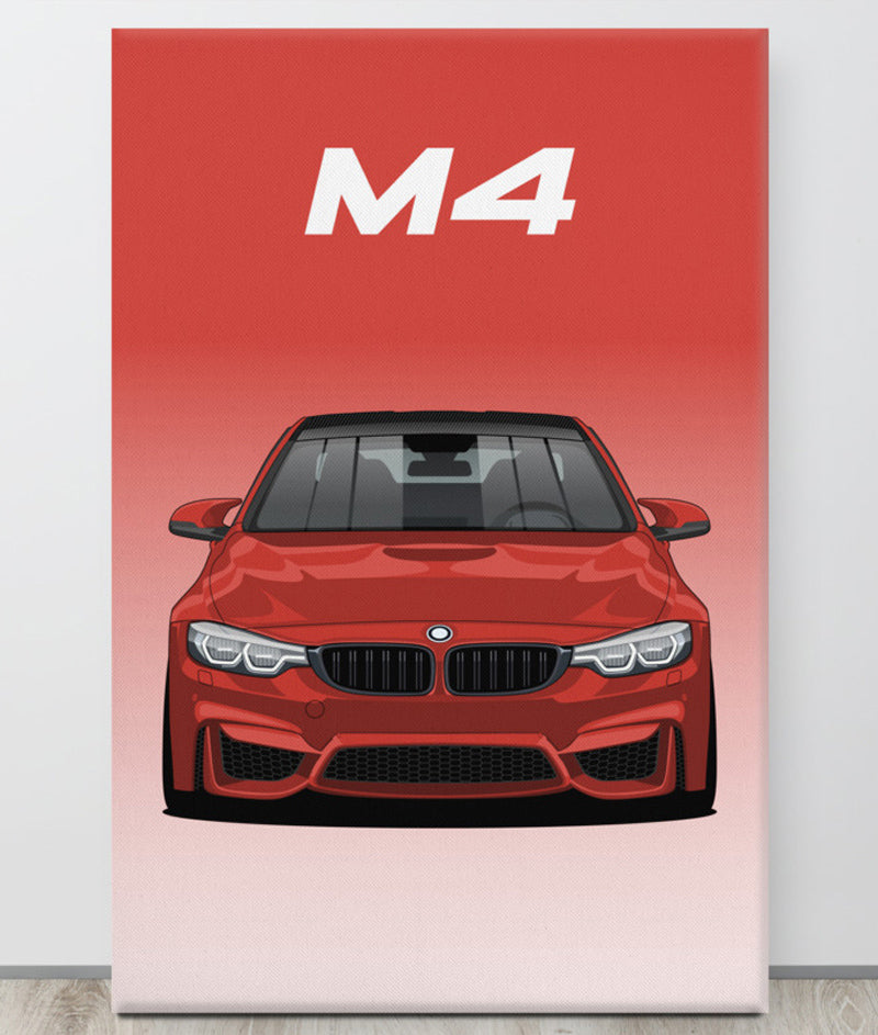 BMW M4/F82 Marina Blue Carbon Roof Canva Wall Art