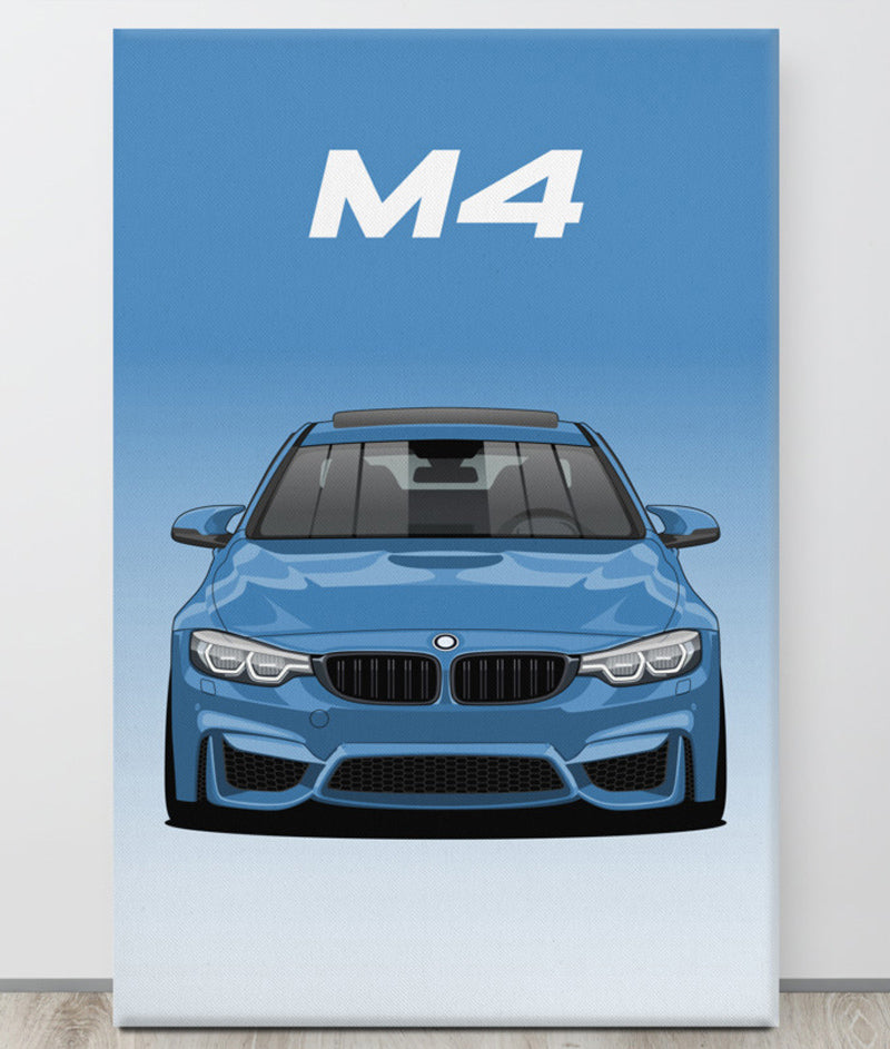 BMW M4/F82 Marina Blue Sunroof Canva Wall Art