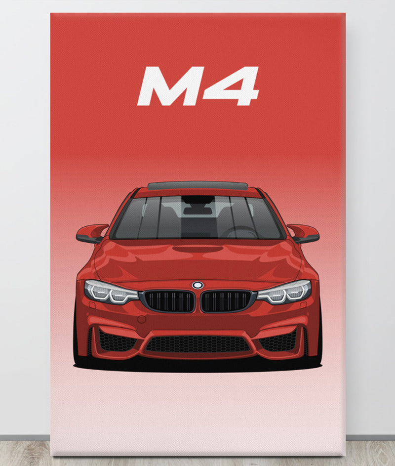 BMW M4/F82 Sakhir Orange Sunroof Canva Wall Art