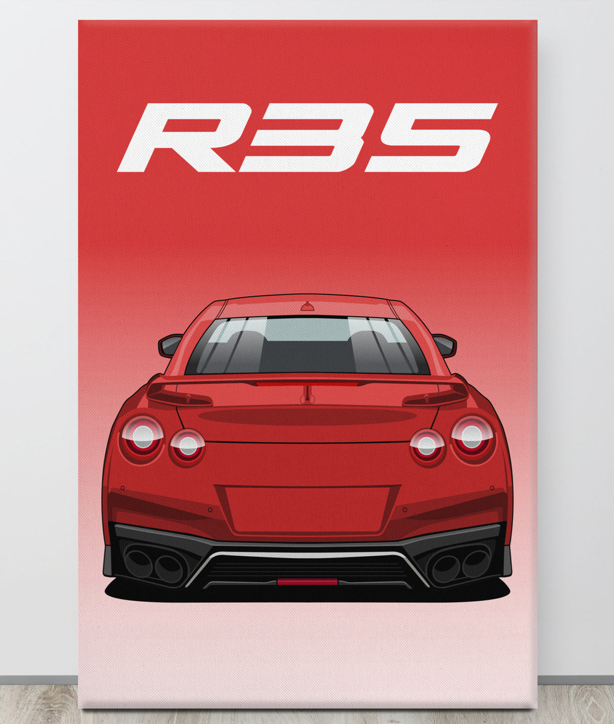 GTR R35 Solid Red Canva Wall Art