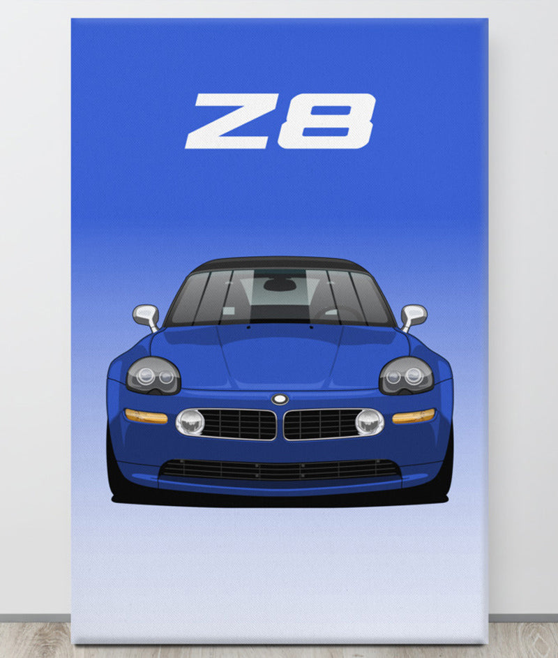BMW Z8 Topaz Blue Canva Wall Art